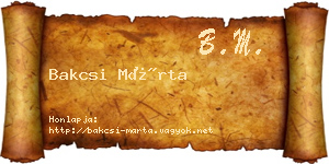Bakcsi Márta névjegykártya