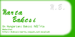 marta bakcsi business card